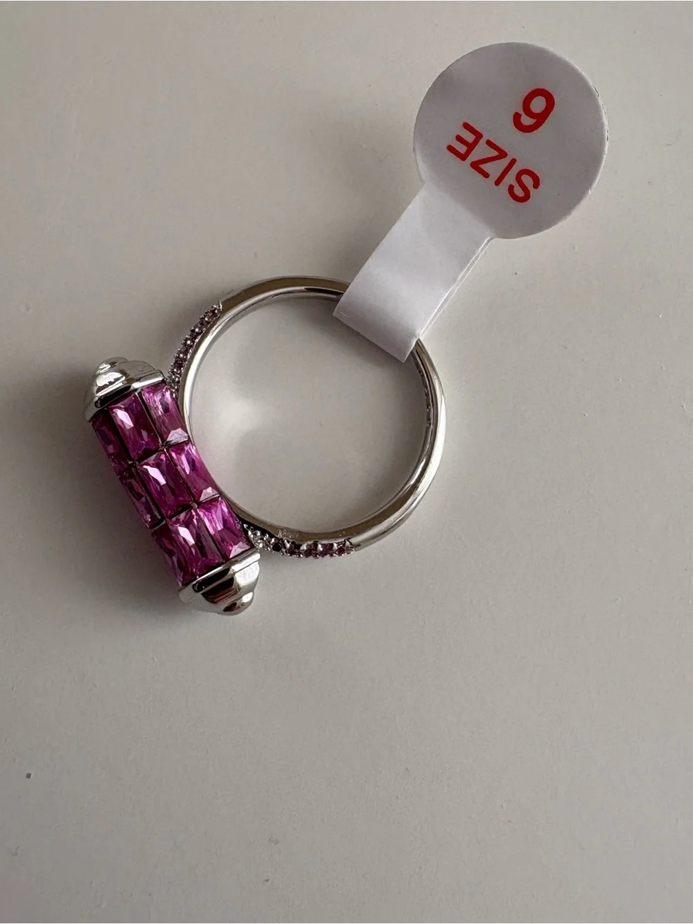 Bomb Party Triple Threat Ring RG88572 Rose Corundum Rhodium Plating